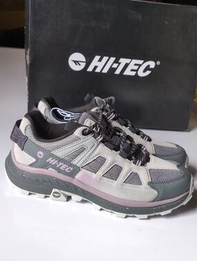 NIB Hi-Tec Womens Hiking Trail Shoes Gray Purple Lace Up
